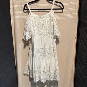 Robbie Bee Off-Shoulder Lace Midi Dress